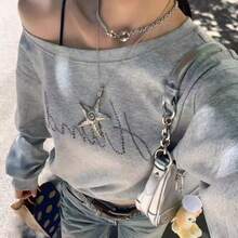 Ladies' Necklace, Ladies' Jewelry, Ladies' Jewelry, Charm Necklace, Starfish Necklace, Collarbone Chain, Suitable For Women's Niche, Retro, Sweet, Cool, Spicy Girl Style, Subculture Ins, Stars, Starfish, Daily Matching - Bạc - Xem 5