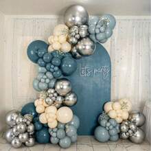 126 Stück/Set Pfauenblau, eisblau, silber, sandweiß Ballon Bogen & Girlande Set, 5/10/18 Zoll Ballons, geeignet für Hochzeiten, Geburtstage, Valentinstag, Jahrestage, Foto Hintergrund Dekoration, Ladeneröffnungsfeiern