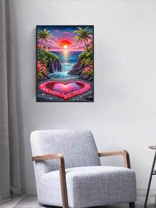 1 件 DIY 钻石画，心形和水流图案，全钻，家居装饰，30*40 厘米/40*50 厘米 - 彩色 - 查看 4