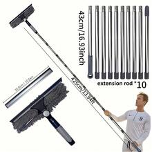 二合一窗户清洁器和橡胶刮刀，可 180° 旋转 - 可达 4.5 米，不锈钢手柄，超细纤维清洁头，干湿两用，易于组装和存放，理想的高窗清洁工具，高效的清洁工具 | 时尚窗户清洁器 | 耐用树脂材料 - 彩色 - 查看 18