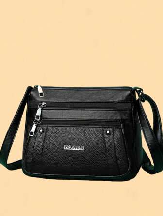 New Multi-Functional Middle-Aged Women's Handbag, Mother Bag, Mother-In-Law Bag, Soft Leather Feel Shoulder & Crossbody Bag