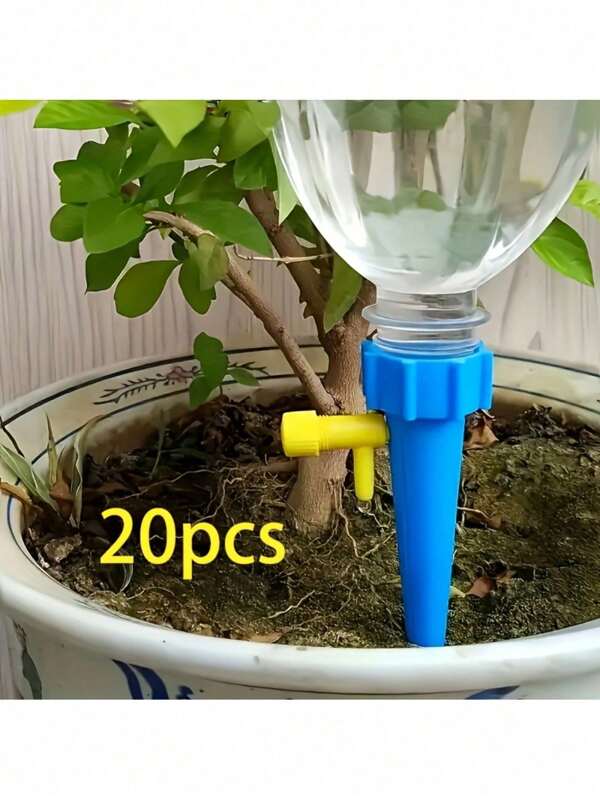 20 Stücke selbstbewässernde, einstellbare Pflanzenbewässerer mit Durchflussregler, geeignet für US/EU Wasserhahn, langanhaltend Kunststoff für Garten- und Urlaubspflege von Pflanzen - Zufallsfarben, Gartenschlauchbrause, kompatibel mit Standard-Wasserhahn