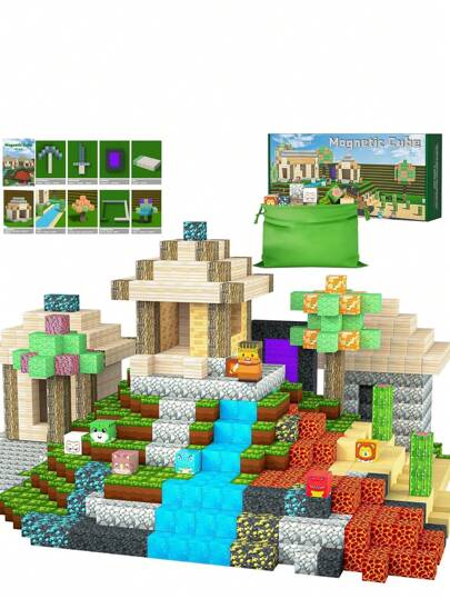 Magnetic Blocks - 104PCS Dinosaur Themed Magnetic Tiles, Build Mine Magworld Building Blocks, STEM Sensory Toys For Boys & Girls Age 3-8 9 10, Toddler Creative Learning Toys, Christmas Birthday Gifts