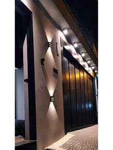 Kit 3 Wall Lights 2 Beam Strips - Indoor And Outdoor Decorative Lighting For Garden, Wall, Pool And Corridor - Brown, Black Or White Colors - 黑色 - 查看 6