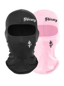 2 pièces/1 pièce Cagoule de ski avec imprimé lettre et dollar pour hommes et femmes, masque facial anti-UV et coupe-vent pour planche à neige et moto