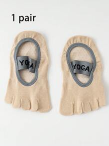1 Pair Yoga Toe Socks For Women, Five Finger Socks For Indoor Fitness, Dancing, Workout, Non-Slip Grip, Shock Absorbent, Pilates Socks