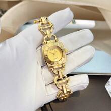 1pc Women's Elegant Retro Hollow Square Metal Roman Numeral Case Bracelet Watch, High-Quality Fashion Quartz Watch