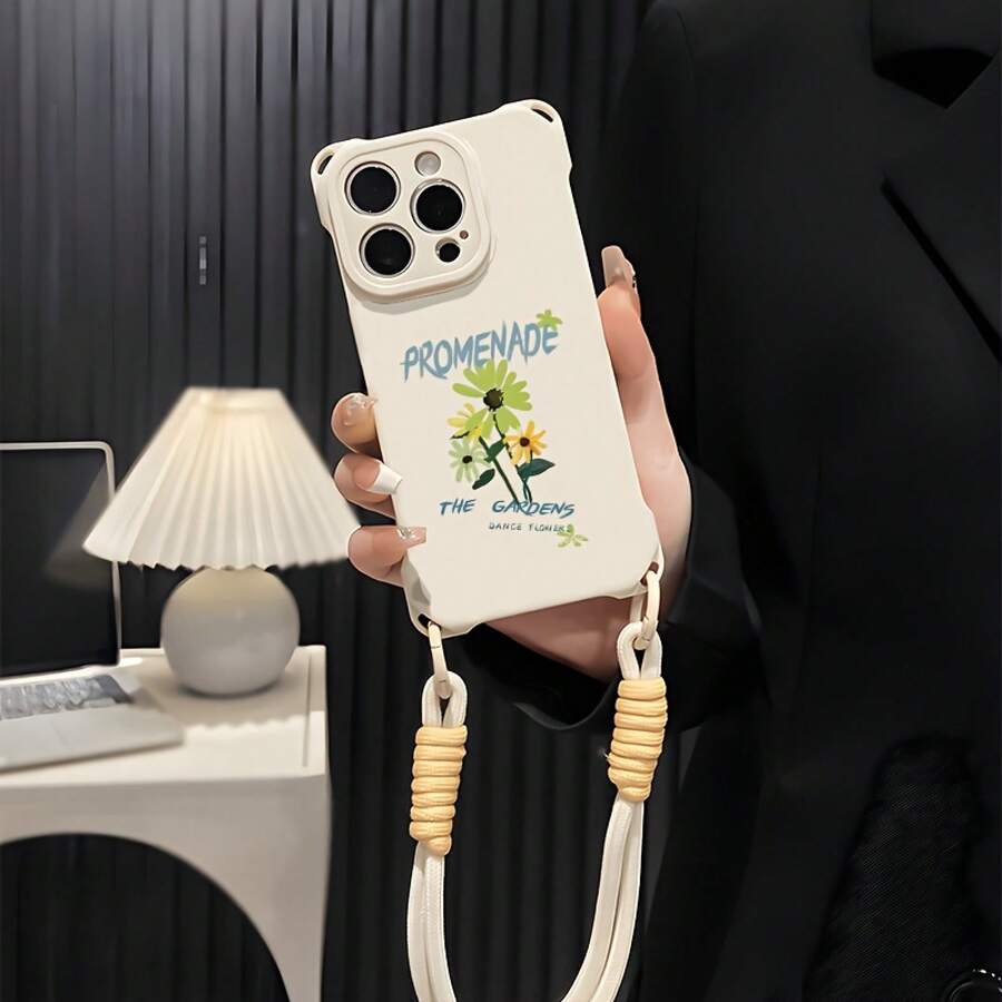 Funda para teléfono móvil 1PC, compatible con 16, con correa, nueva, con protección en las cuatro esquinas, compatible con 15pro, 2025, modelo femenino, 12/13pm, silicona suave, avanzada, funda protectora integral anticaídas para teléfono móvil 14plus Funda - Blanco - Ver 1