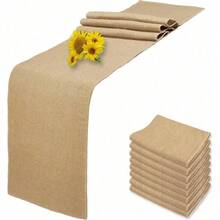 6 Pack Natural Burlap Table Runners,12 X 72 Inch Rustic Jute Table Runner And Placemats Bulk For Western Wedding Table Decorations,Farmhouse Style Party,Holiday,Kitchen Coffee Table Decor Cover - 8 pack 12x90 inch - View 1
