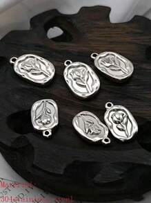 Set de 5 accesorios de joyería de acero inoxidable con colgante de rosa estilo campestre, ideal como regalo para festival o San Valentín