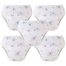 5pcs/Set Toddler Potty Training Pants - Washable, Leak-Proof Diaper Covers With Fun Space & Beautiful Prints, Breathable Fabric For Boys & Girls, Multi-Layer Protection, Suitable For 3 Months To 5 Years Old Children, Night & Daytime Underwear, Multi-Layer Design, Potty Training Underwear - (With Edging Anti-Leak) - Multicolor - View 20