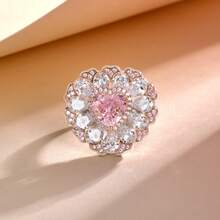 Dissoo 1 件 2025 新款 925 纯银高端浪漫心形方晶锆石戒指，优雅女士珠宝戒指，适合夏季、母亲节、毕业礼物、海滩派对、宴会、配偶礼物