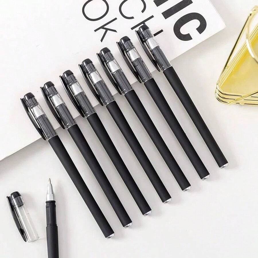 5pcs Ball Pen, 0.5mm Fine Tip, Quick Drying Black Ink, Office Stationery Signature Pen