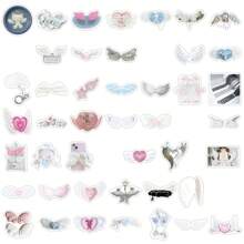 50pcs Angelic Wings Themed Stickers, Cute Cartoon Minimal Style For DIY Decor , Back To School Gifts