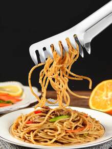2/4PCS Spaghetti Spoon Server, Spaghetti Spoon And Pasta Tong, Non-Stick 9.4 Inch Stainless Steel Pasta Spoon With Teeth And Pasta Tongs, Comfortable Grip Design Pasta Server For Kitchen
