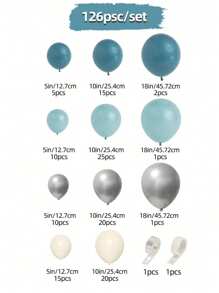 126 Stück/Set Pfauenblau, eisblau, silber, sandweiß Ballon Bogen & Girlande Set, 5/10/18 Zoll Ballons, geeignet für Hochzeiten, Geburtstage, Valentinstag, Jahrestage, Foto Hintergrund Dekoration, Ladeneröffnungsfeiern