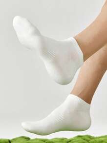 6 pares de calcetines tobilleros blancos sencillos para hombre, calcetines deportivos antideslizantes para uso diario