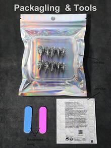 浪漫 10 件短方形超酷特别银色 3D 立体装饰鹰爪万圣节黑暗夜光全覆盖按压指甲手工套装优雅摇滚风格女巫万圣节骷髅欧式全覆盖亚克力按压指甲套装适用于女士和女孩角色扮演梳妆台，带 1 个迷你指甲锉和 1 张粘合剂标签指甲用品指甲 - 銀色 - 查看 8