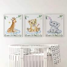 1 pieza Decoración de habitación de bebé. Arte de pared de dibujos animados de acuarela escandinava simple para decorar la habitación del bebé. Mural de animales de la vida salvaje para la sala de estar, dormitorio o baño del bebé. Arte de pared para la guardería. Regalos de bienvenida para baby shower, regalos para niños, decoración para la sala de juegos, impresiones para la habitación del niño pequeño, arte de pared ecléctico para la guardería. Decoración de habitación de bebé: decoración infantil linda y lúdica. Múltiples tamaños de 20 a 70 cm, con o sin marco disponible para la decoración de la habitación del bebé. Decoración del hogar, arte de pared de verano. Decoración de otoño - Multicolor - Ver 2