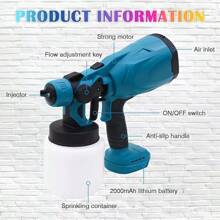 1 Set SUBY Pistola a spruzzo senza fili, con 2 batterie 21V, adatto per verniciatura, pulizia, irrigazione