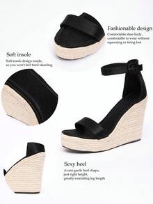 厚底坡跟防水罗马凉鞋（带绳）