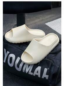 Plus Size Unisex Beach Thick Sole, Non-Slip Indoor Home Use EVA Slippers For Men, Outdoor Water Wading Sand Beach Skin Color Lightweight Slippers, Run Small By One Size