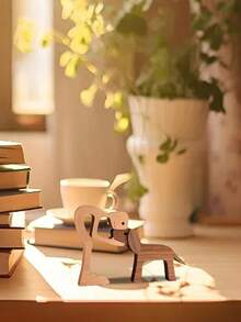 1pc Wooden Dog Family Figurine, Nordic Style Crafts Decor, Minimalist Creative Desk Decor Animal Ornament For Office/Home - Multicolor - View 4