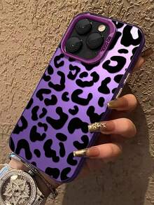 Personalized Creative Milk Leopard Print Simple Shockproof Thick Phone Protective Case Printed Compatible With Phone 17 16 15 14 13 12 11 Plus Pro Max Xs Max Apple Series Cellphone Protective Cover, Shock Resistance And Fashionable ﻿ - 紫色 - 查看 1