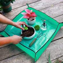 32x32cm Waterproof Garden Mat For Potting Soil Replacement - Durable, Thick Plastic, Suitable For Succulents, Flowers And Vegetable Gardening, Green Round Mat With Handle, Gardening Maintenance | Round Garden Mat | Durable Plastic