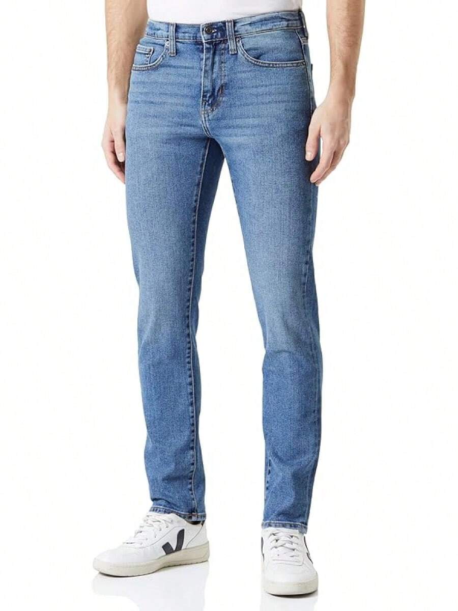 Men's Athletic Stretch Jeans - Colors - Light Wash - View 1
