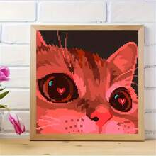 1pc DIY Diamond Painting Kit - Full Round Diamond Acrylic Diamond Cat Theme Canvas - Suitable For Bedroom, Hallway, Study, Bathroom Relaxation Handicraft Activity - Easy To Use, Perfect Gift - Multicolor - View 3