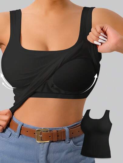 大码露背休闲运动瑜伽背心，带衬垫，修身，纯色，夏季黑色打底吊带衫