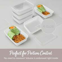 20-Piece Lightweight, Durable, Reusable -Free 1-Compartment Containers - Microwave, Freezer, Dishwasher Safe - White - White - View 5