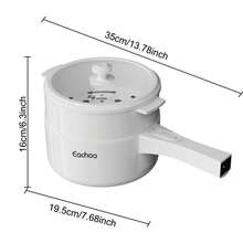 CACHOO Hot Pot Electric With Steamer, 50.72oz Non-Stick Saucepan, Versatile Electric Cooker For Noodles, Steaks, Eggs & Pasta, Dual Power Control, Quick-Cook Option, White - View 2