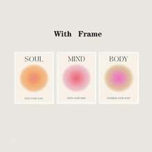 3 pièces - Affiche de gradient d'aura abstrait, art mural spirituel d'affirmation quotidienne rose, peinture sur canevas de papillon, décoration de salle esthétique, cadre en option
