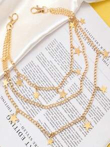 1 Stück Punk-Stil minimalistischer, vielseitiger Pentagramm-Anhänger mit Quaste, Mehrschicht-Taillenkette/Hosenträger, geeignet für den täglichen Gebrauch von Männern und als Streetstyle-Accessoire