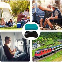 5 种颜色可选充气露营枕头，1 件便携式颈部支撑压缩充气枕头，适用于海滩、办公室、家庭、旅行，紧凑型气枕
