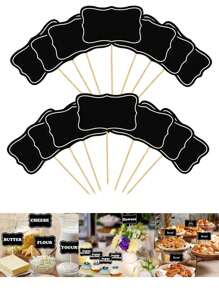 50pcs/Set Mini Blank Chalkboard Cheese Picks, Paperboard Cupcake Toppers, Food Buffet Label, Message Slate, Business Card Holder, Memo Label, Brand Number Table Price For Home, Restaurant, Party Signs, Dessert, Cake Toothpick, Wedding Party (Random Style)