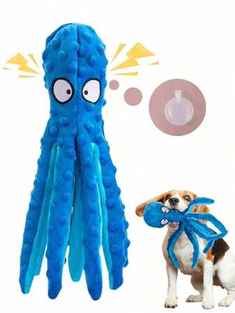 Squeezing Dog Toy For Puppy Breeding Game, Wrinkled Interactive Plush Chewing Dog Toy Octopus For Hiding And Searching, And Puppy Toothing, Perfect For Puppies, Small And Medium Sized Dogs, Set Of 1 (Blue)