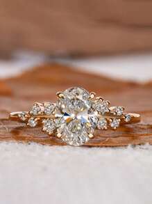 1 Pc S925 Sterling Silver Four-Prong Oval Diamond Ring Ring, Gorgeous European Women's Rings, Exquisite And Unique For Proms, Gatherings And Parties Fine Women's Jewelry Gifts