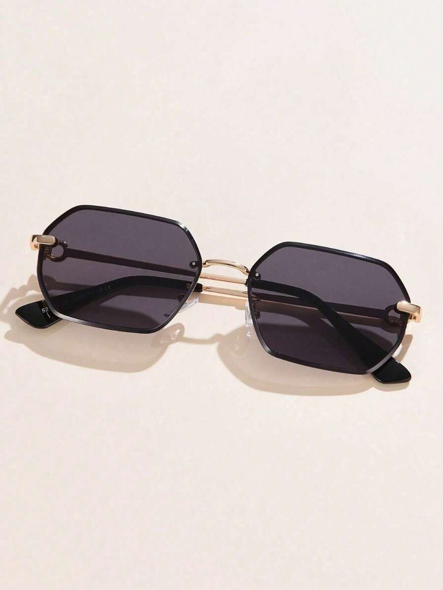 1 pièce Lunettes de mode homme à monture métallique hexagonale, style classique simple et décontracté. Polyvalentes pour un usage quotidien, extérieur, sport et photographie de rue. Décoration de mode