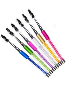 1 Pc Purple Spoolies Mascara Wands Eyelash Brushes ,Diamond-Encrusted Eyelash Brush Comb Eye Brow Brush Applicator With Cap Travel Unscented Nylon Bristle, Palm Brush Form, ABS Plastic Rod, Suitable For All Skin Types, Makeup Tool
