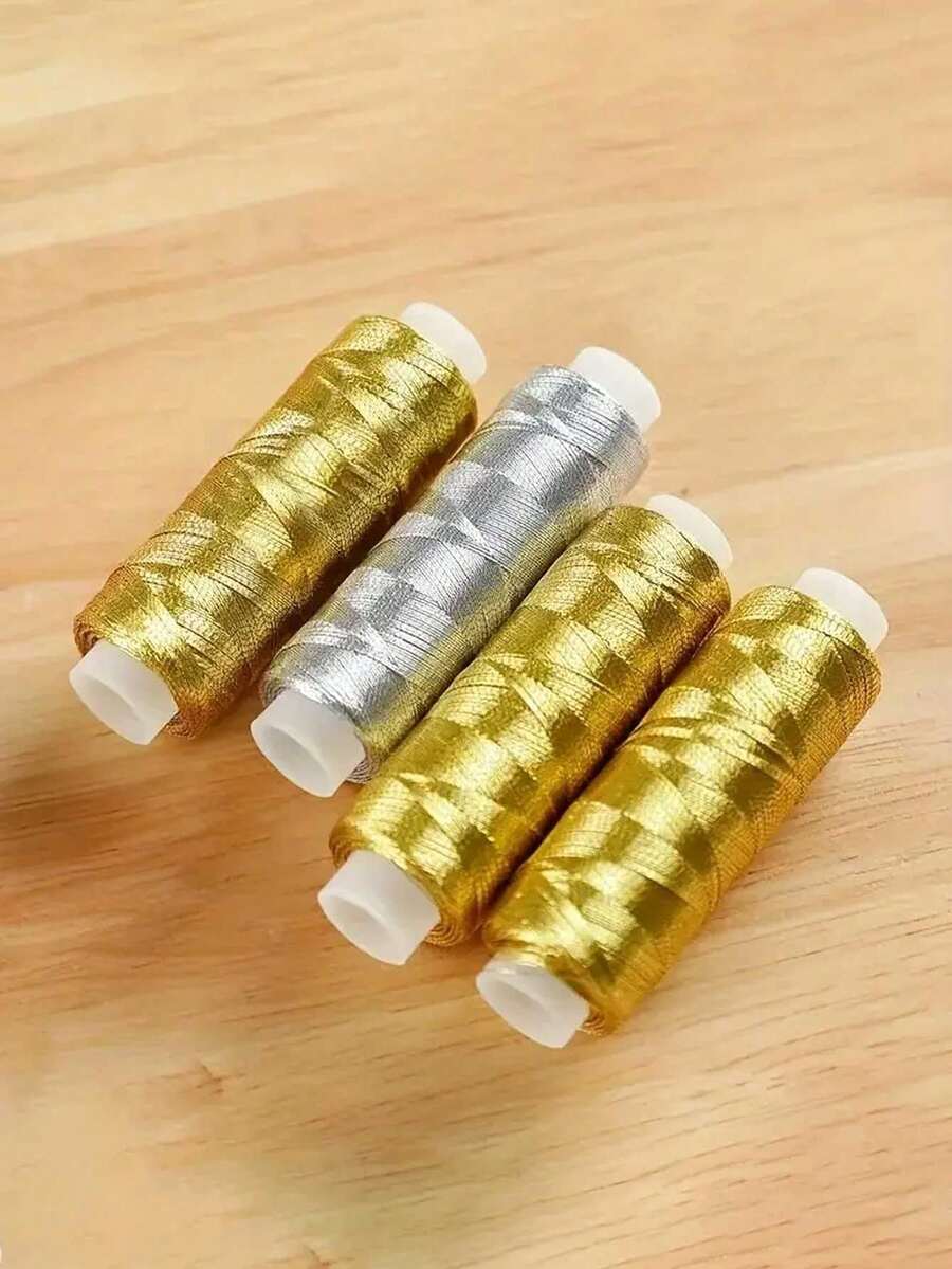 200 Yards Luxury Gold & Silver Metallic Thread, Shiny & Glossy, Suitable For DIY Sewing, Embroidery And Quilting Crafts - Multicolor - View 1
