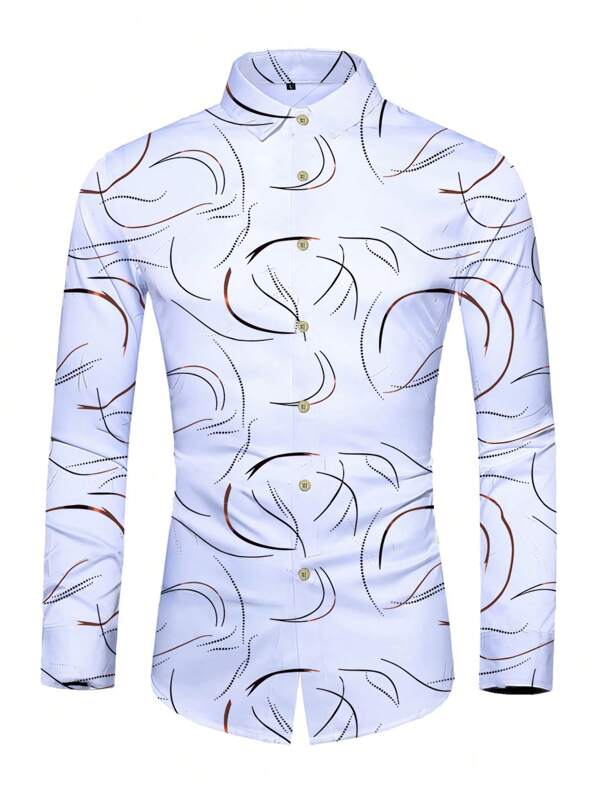 NITAGUT Homme Chemise à imprimé graphique à bouton