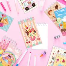 8pcs Mini Ice Cream & Candy Cartoon Design Spiral Notebooks - Pocket Memo Pads, Suitable For Birthday Party Supplies