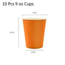 Solid Orange Disposable Tableware Set - 10Pcs 7/9Inch Plates, 9Oz Cups & Napkins | For Summer Party, Picnic, Birthday & Outdoor Events - Multicolor - View 4