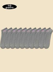 Set de 10/20/30 pares de calcetines casuales para mujer con diseño de lazo, suaves y cómodos para uso diario, deportes, viajes, de estilo sencillo y versátil