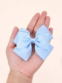 2 pièces Pinces à cheveux bleues, convenant aux filles - Pinces à cheveux élégantes avec nœud en ruban bleu, pinces alligator de couleur unie mignonnes, pinces à cheveux avec nœud bleu clair, accessoires capillaires quotidiens pour enfants - Bleu azur - Voir 7