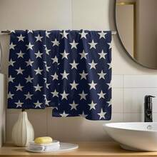 MEIJUANAABlue Red White Patriotic 4th Of July Hand Towels Bathroom Set Of 2 Independence Day Print Holiday Print Decorative Handtowels Soft Absorbent Bath Towel Home Guest Room Hotel Gym Spa - Blue Star - View 6