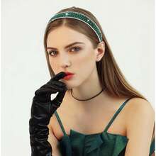 Rhinestone Headband - Dark Green Bling Sparkly Crystal Diamond Thin Hair Band For Women & Girls, Fashion Accessory For Holiday, Birthday Gift - Navy Blue - View 9